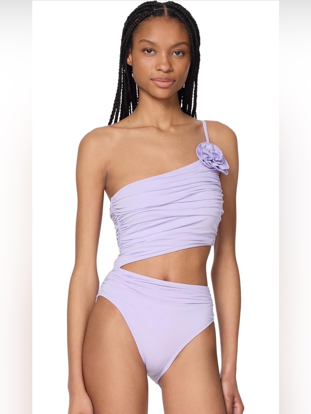 Kate Spade Frosted Violet One Shoulder Rosette One Piece Swimsuit Size XL